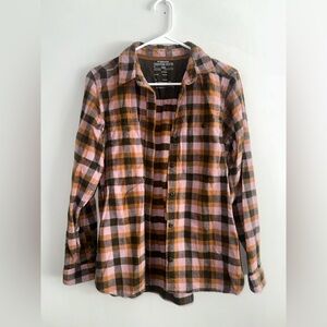REI coop Plaid Flannel Shirt 100% Cotton Pink, Brown Womens Medium